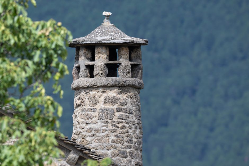 Restored stone chimney